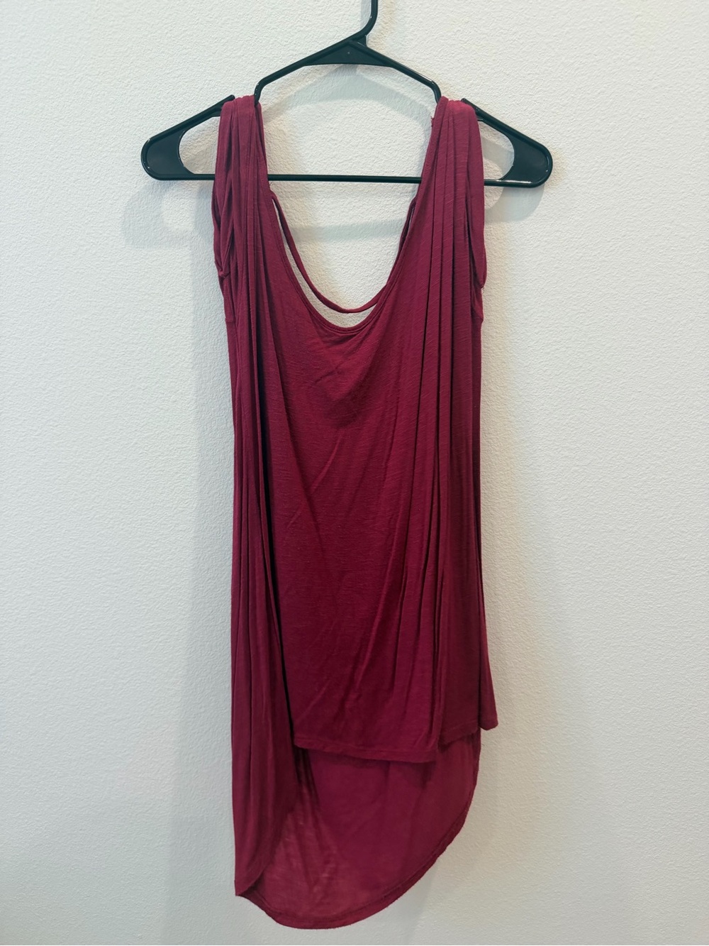 Charlotte Russe High-Low Sleeveless Draped Dress - Burgundy